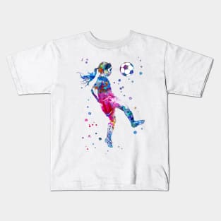 Soccer Player Little Girl With Ball Kids T-Shirt